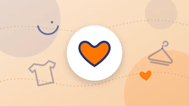 Ilustración de la Fundación Vistiendo Sonrisas con un corazón, una camiseta y una percha, que representa la donación al caso individual Nono